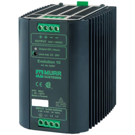 Murrelektronik EVOLUTION POWER SUPPLY 3-PHASE, IN: 360-520VAC OUT: 22-28V/10ADC, continuous two-phase- operation 85001